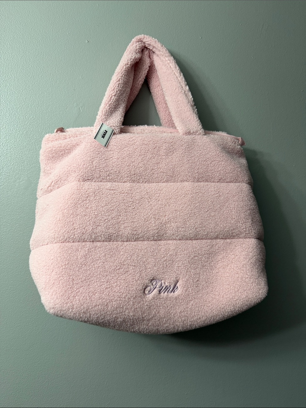 PINK Victoria Secret Plush Sherpa Tote - Light Pink NWT